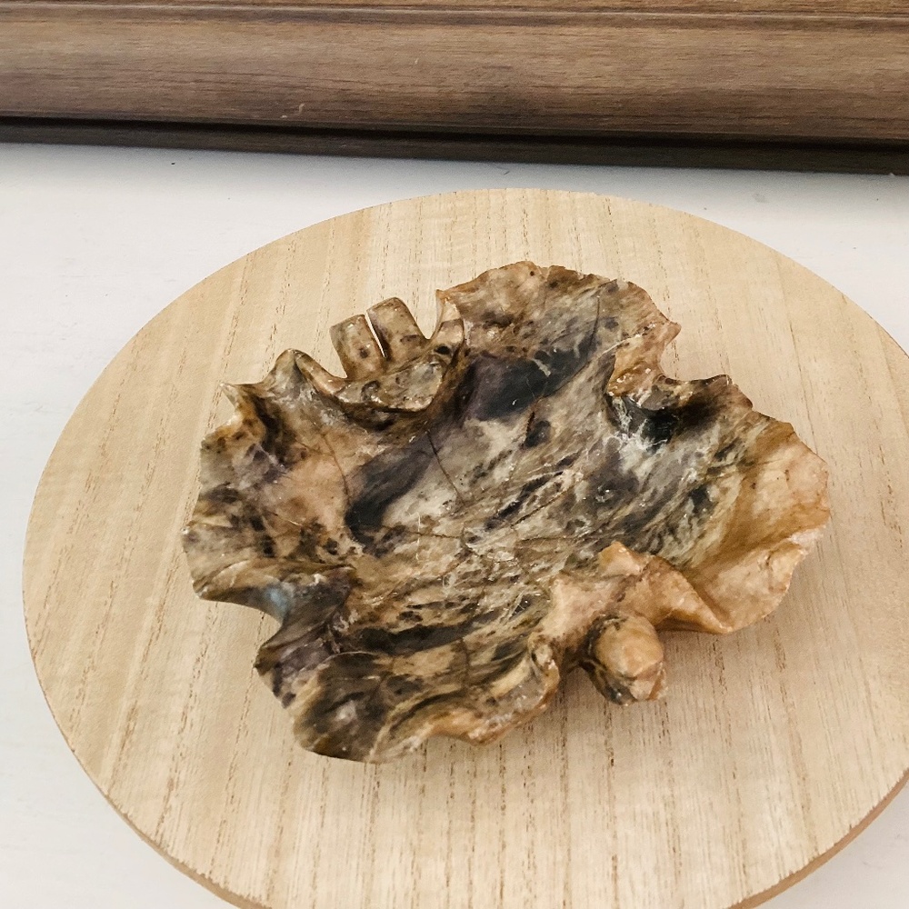 Vintage Hand Carved Soapstone Ashtray Trinket Dish Small Bowl Butterfly Organic